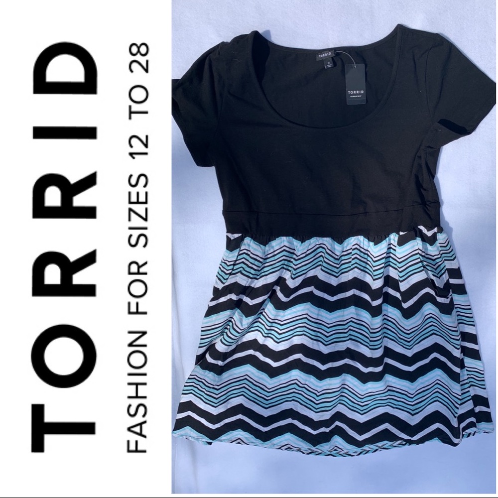 Torrid Knit to Woven Chevron Skater Skirt